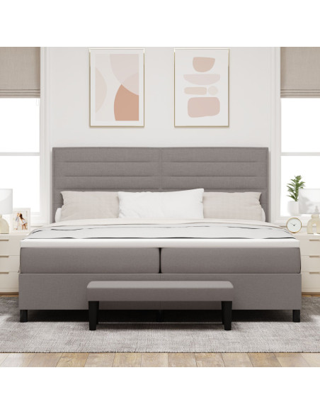 Letto a Box Spring  con Materasso e Panchina Taupe 200x200 cm Tessuto