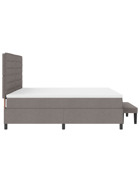 Letto a Box Spring  con Materasso e Panchina Taupe 200x200 cm Tessuto