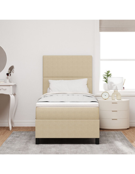 Letto Box Spring e Materasso Beige 90x200 cm Tessuto Corduroy