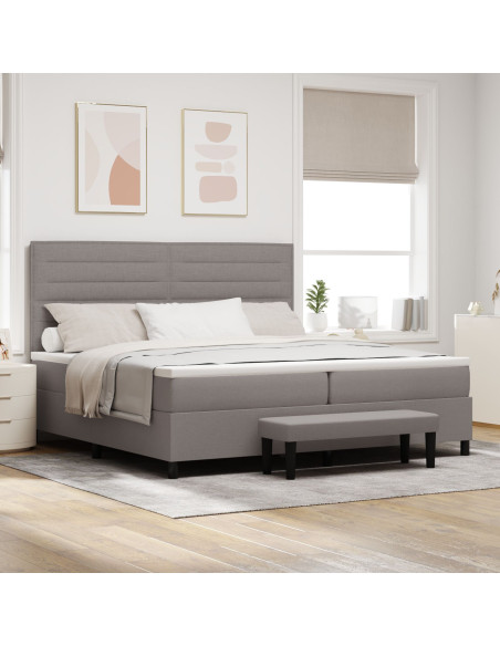 Letto a Box Spring  con Materasso e Panchina Taupe 200x200 cm Tessuto