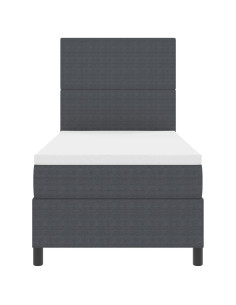 Letto a molle con testiera Grigio Scuro e Bianco 100 x 200 cm