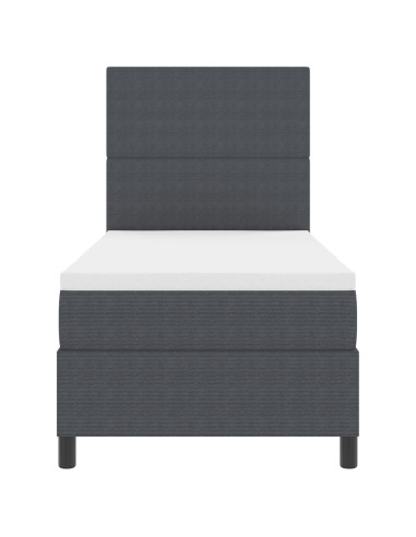Letto a molle con testiera Grigio Scuro e Bianco 100 x 200 cm