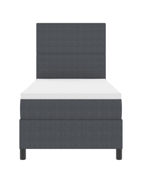 Letto con Box Spring e Materasso Grigio Scuro 100x200 cm Tessuto in Corduroy