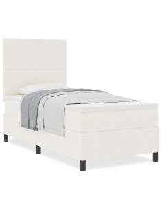 Letto a molle Crema e Bianco 100 x 200 cm Tessuto in Cords