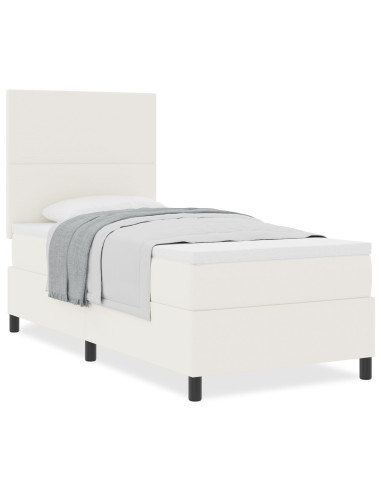 Letto a molle Crema e Bianco 100 x 200 cm Tessuto in Cords