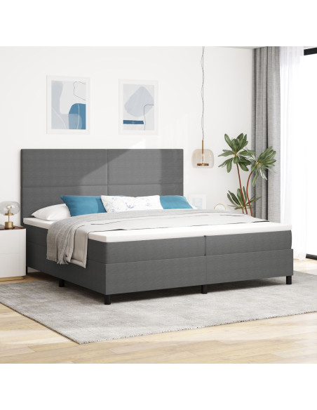 Letto a Rete  con Materasso Grigio Chiaro 200x200 cm Tessuto di Corduroy