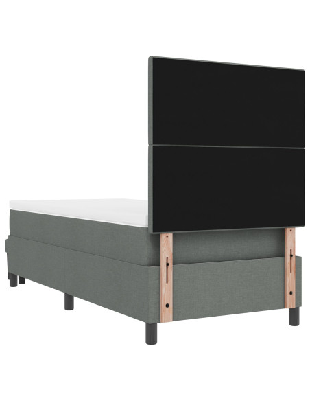 Letto Box Spring con Materasso e Panchina Grigio Scuro 90x200 cm Tessuto