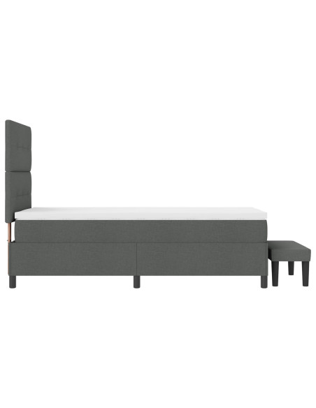 Letto Box Spring con Materasso e Panchina Grigio Scuro 90x200 cm Tessuto