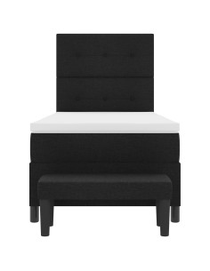 Letto a molle con materasso Nero 90 x 200 cm Tessuto 2