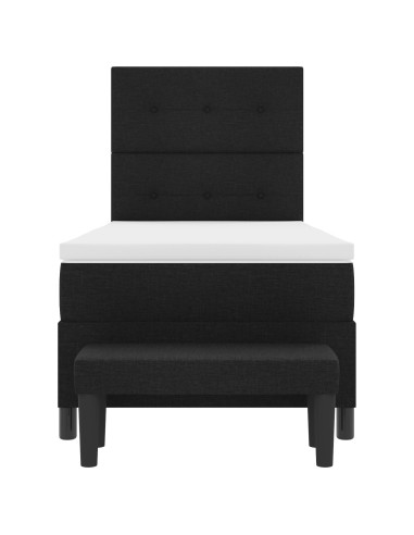 Letto a molle con materasso Nero 90 x 200 cm Tessuto