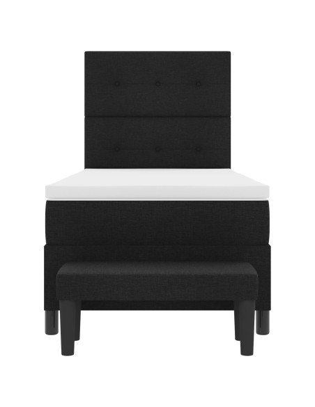 Letto a Molle  con Materasso e Panchina Nero 90x200 cm Tessuto