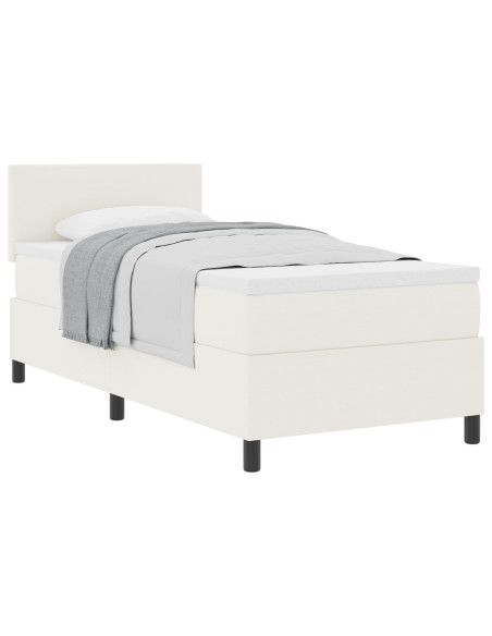 Letto Box Spring  con Materasso Crema 100x200 cm Tessuto Corduroy