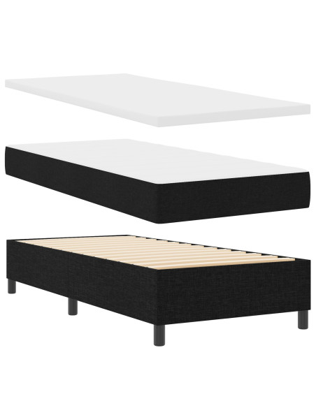 Letto a Molle  con Materasso e Panchina Nero 90x200 cm Tessuto