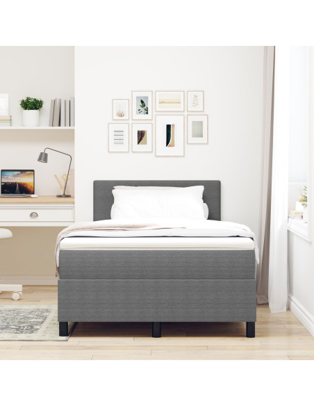 Letto con Box Spring e Materasso Grigio 120x200 cm Tessuto in Corduroy