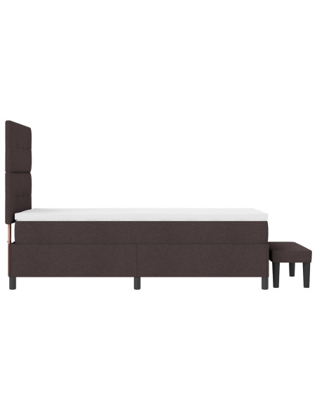 Letto a molle  con materasso e panchina marrone scuro 90x200 cm tessuto
