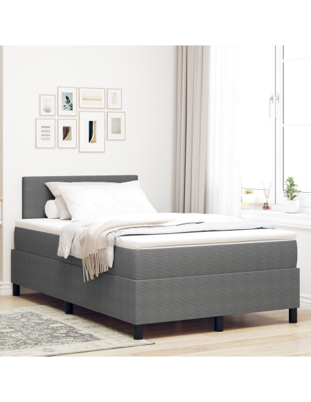 Letto con Box Spring e Materasso Grigio 120x200 cm Tessuto in Corduroy