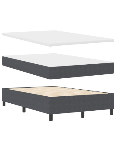 Letto a molle con testiera Grigio Scuro e Bianco 120 x 200 cm