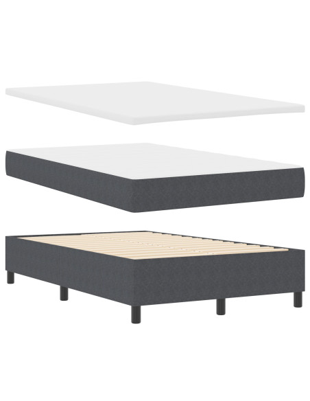 Letto a molle con testiera Grigio Scuro e Bianco 120 x 200 cm