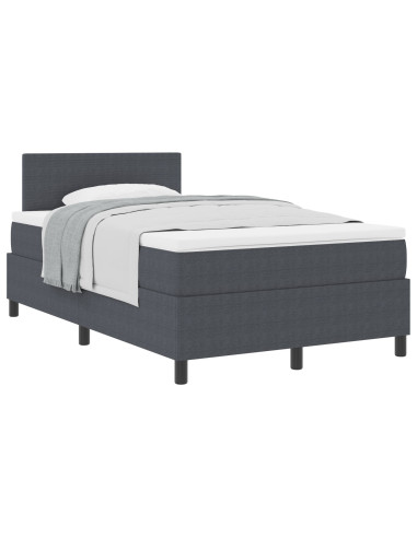 Letto a molle con testiera Grigio Scuro e Bianco 120 x 200 cm