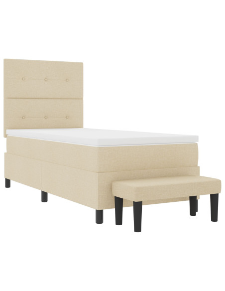 Letto Box Spring  con Materasso e Panchina Crema 90 x 200 cm Tessuto