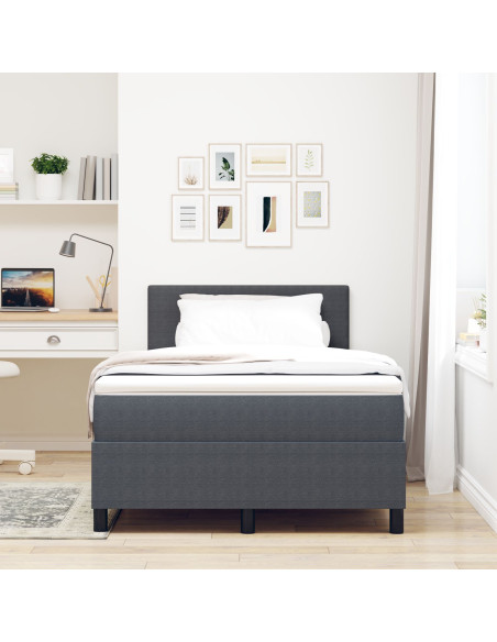 Letto con Rete e Materasso Grigio Scuro 120x200 cm Tessuto in Corduroy
