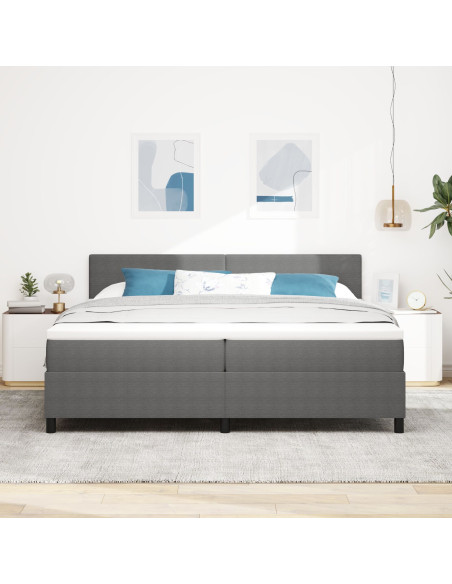 Letto a Molle  con Materasso Grigio 200x200 cm in Corduroy
