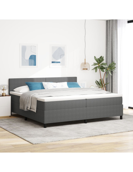 Letto a Molle  con Materasso Grigio 200x200 cm in Corduroy