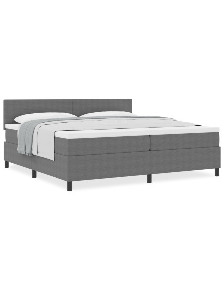 Letto a Molle  con Materasso Grigio 200x200 cm in Corduroy