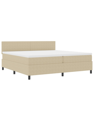 Letto a molle con testiera Grigio chiaro e bianco 200 x 200 cm