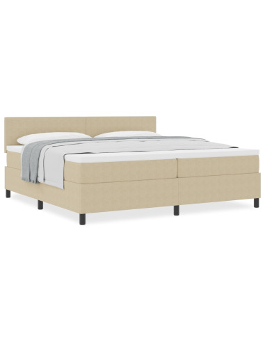 Letto a molle con testiera Grigio chiaro e bianco 200 x 200 cm