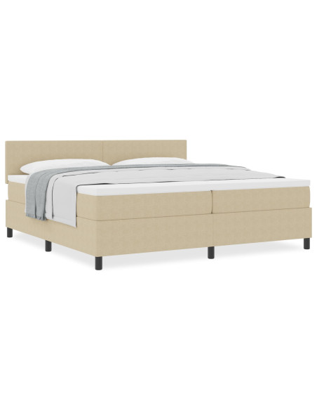 Letto con box spring  con materasso beige 200x200 cm tessuto in corduroy