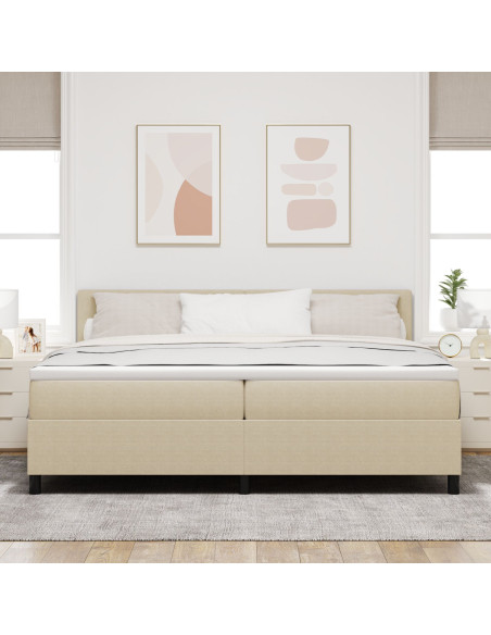 Letto con box spring  con materasso beige 200x200 cm tessuto in corduroy