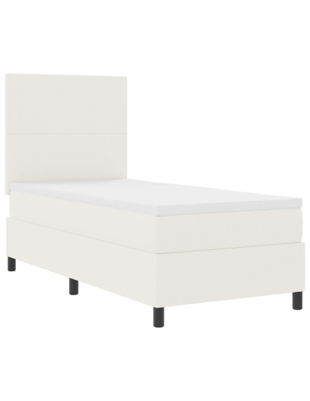 Letto con box spring e materasso crema 90x200 cm tessuto in velluto a coste