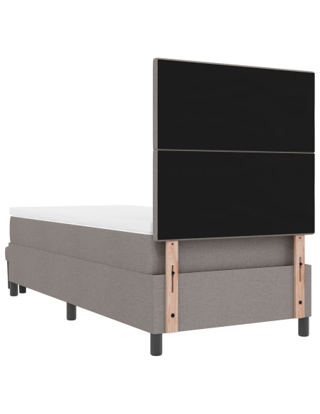 Letto Box Spring  con Materasso e Panchetta Taupe 100x200 cm Tessuto