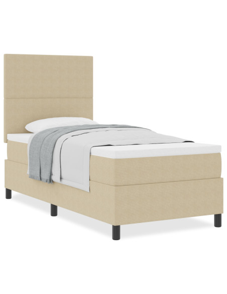Letto Box Spring e Materasso Beige 90x200 cm Tessuto Corduroy