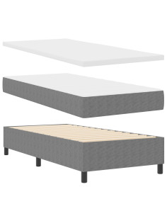 Letto a molle con testiera Grigio chiaro e bianco 100 x 200 cm 2