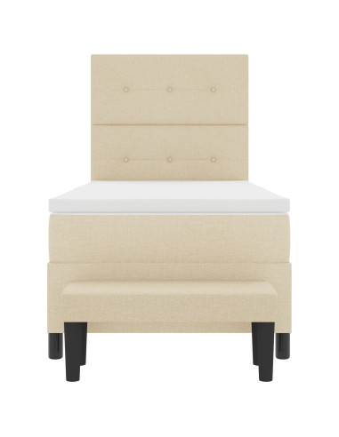 Letto a molle con materasso Crema 100 x 200 cm Tessuto