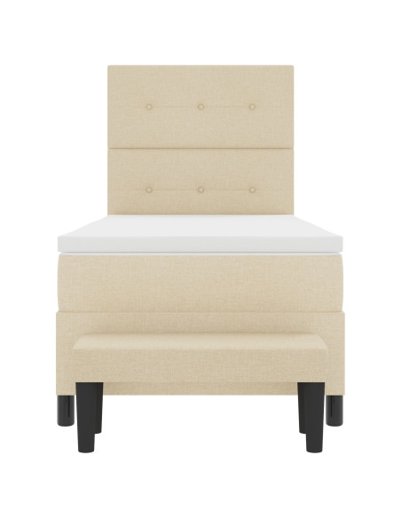 Letto Box Spring con Materasso e Panchina Crema 100x200 cm Tessuto