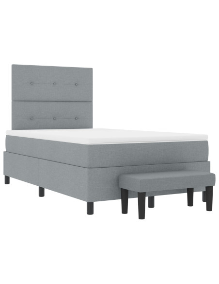 Letto a Molle con Materasso e Panchina Grigio Chiaro 120x200 cm Tessuto
