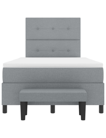 Letto a Molle con Materasso e Panchina Grigio Chiaro 120x200 cm Tessuto