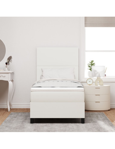 Letto a molle Crema e Bianco 100 x 200 cm Tessuto in Cords