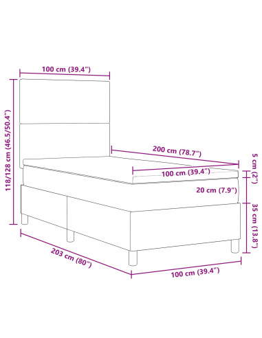 Letto a molle Crema e Bianco 100 x 200 cm Tessuto in Cords