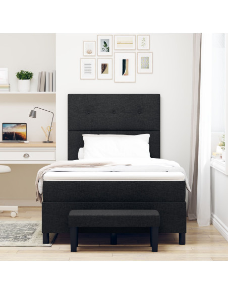 Letto Box Spring  con Materasso & Panchina Nero 120x200 cm Tessuto