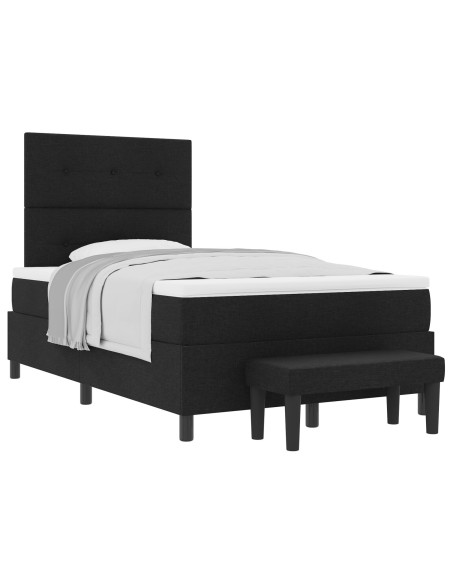 Letto Box Spring  con Materasso & Panchina Nero 120x200 cm Tessuto
