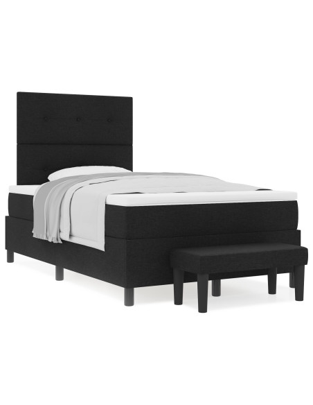 Letto Box Spring  con Materasso & Panchina Nero 120x200 cm Tessuto