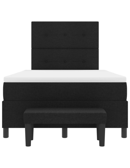 Letto Box Spring  con Materasso & Panchina Nero 120x200 cm Tessuto