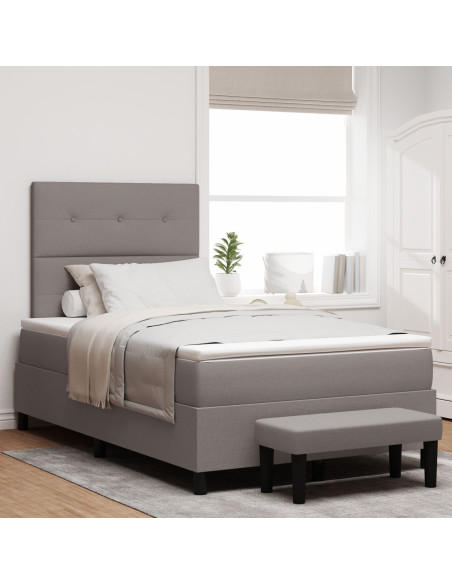 Letto Box Spring  con Materasso & Panca Taupe 120x200 cm Tessuto