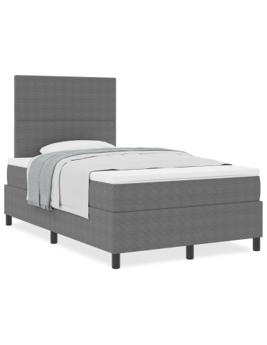 Letto a molle con testiera Grigio chiaro e bianco 120 x 200 cm