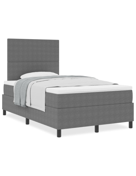 Letto a molle con testiera Grigio chiaro e bianco 120 x 200 cm