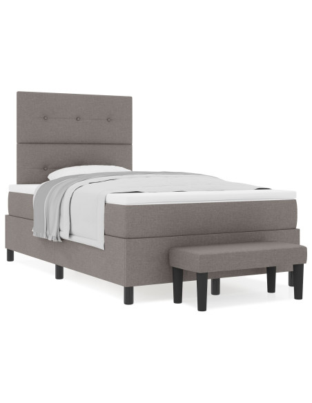 Letto Box Spring  con Materasso & Panca Taupe 120x200 cm Tessuto